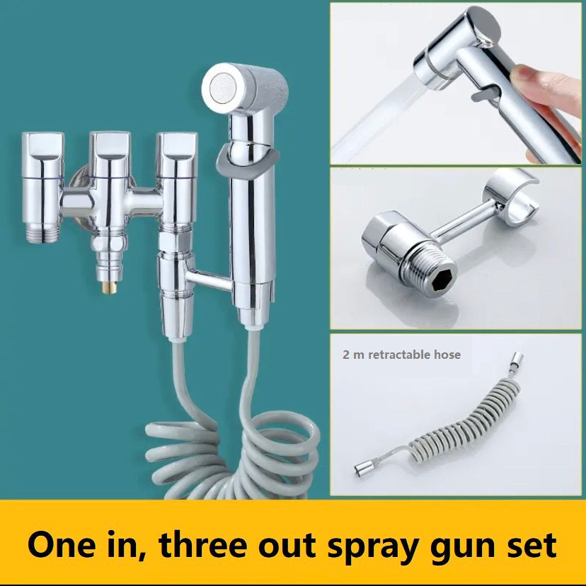 Three Control One In and Three Out Bathroom Kitchen Bathroom Sink Multifunctional Brass Angle Valve