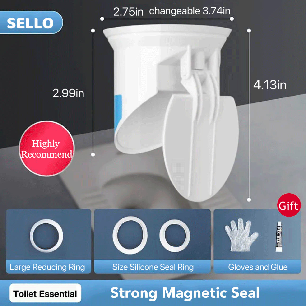 SELLO Bathroom Toilet Deodorant Sealing Plug Silicone Ring Seals Tightly