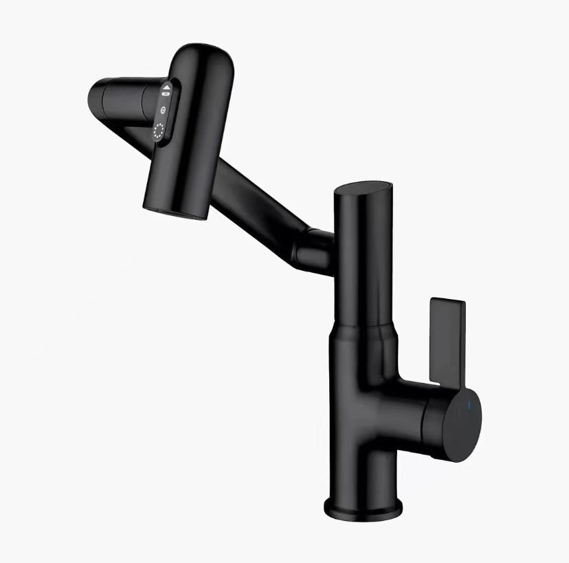 Grifo de lavabo con pantalla digital LED, rotación de 360°, rociador multifunción, mezclador de agua fría y caliente.