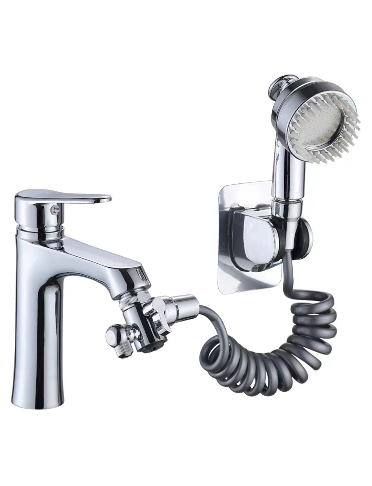 SELLO 3-In-1 Multifunctional Faucet with 360° Rotating Faucet and Massage Shower Head, Universal Interface for Sink faucet (Drill-Free Installation)