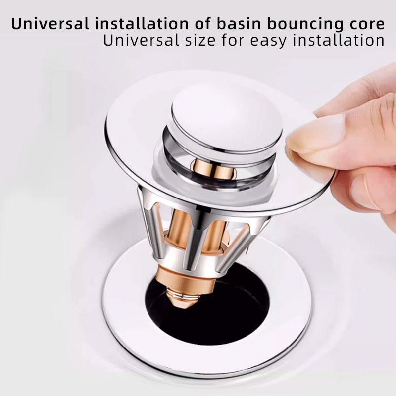 Universal Bathroom Sink Stopper - Upgraded Pop Up Sink Drain Strainer, Fits 1.1-1.5 Inch U.S. Standard Drain Holes - Anti-Clogging Filter with Sink Hair Catcher - Pure Brass Sink Drain Stopper