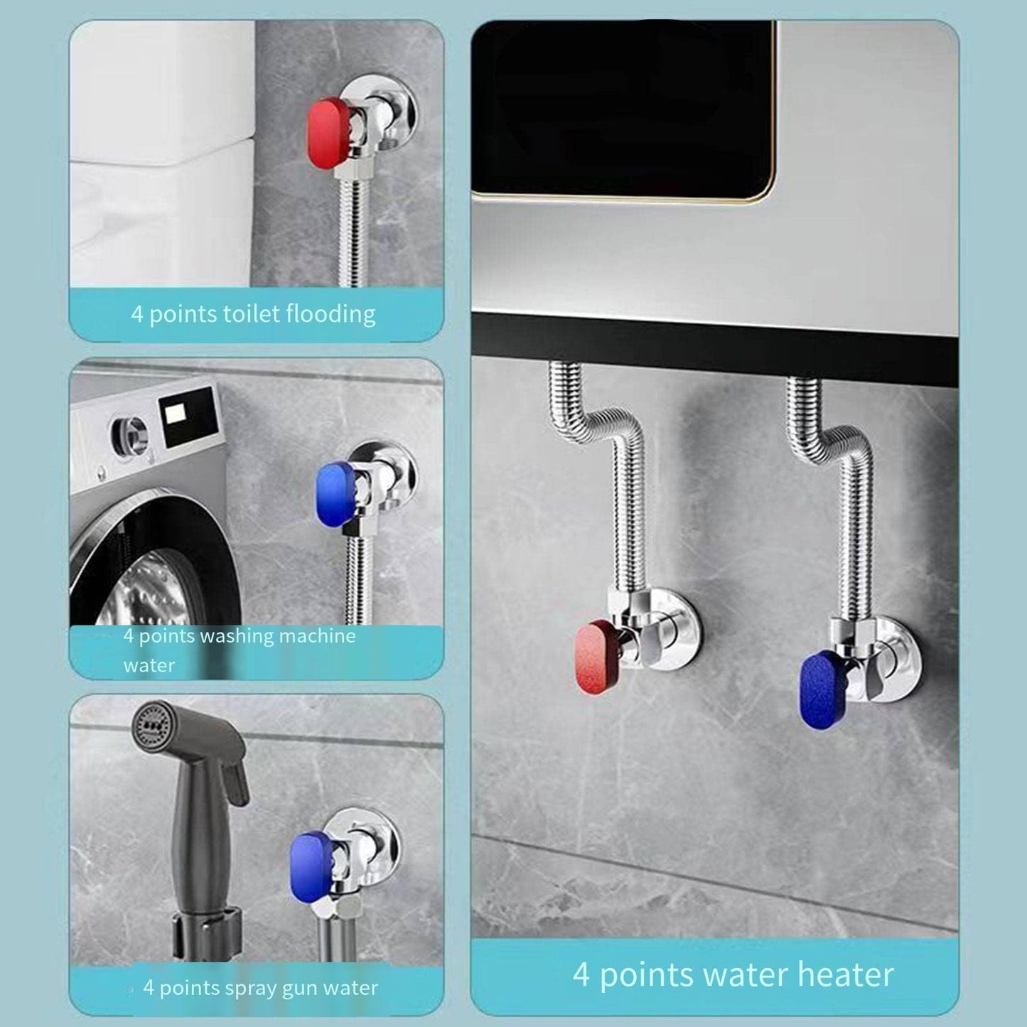 Faucet Valves, Angle Valve Of Large Flow Domestic 1/2 Inch Water Heater For Cold And Hot Water, Full Copper Thickened Kitchen Sink Angle Valve For Home Bathroom Toilet