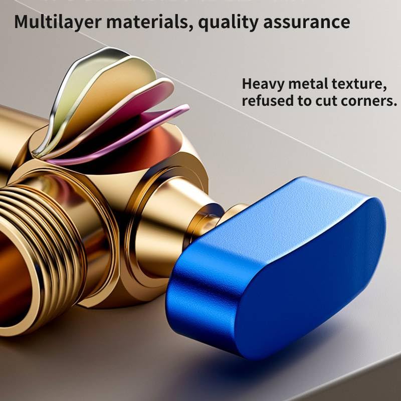 Faucet Valves, Angle Valve Of Large Flow Domestic 1/2 Inch Water Heater For Cold And Hot Water, Full Copper Thickened Kitchen Sink Angle Valve For Home Bathroom Toilet