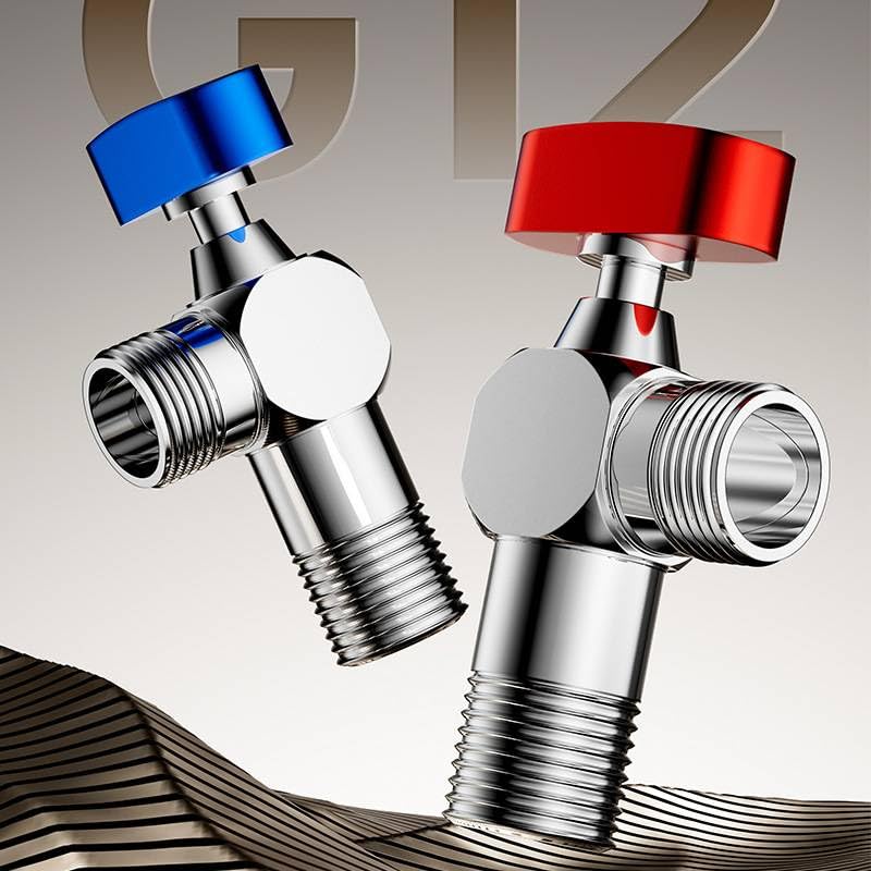 Faucet Valves, Angle Valve Of Large Flow Domestic 1/2 Inch Water Heater For Cold And Hot Water, Full Copper Thickened Kitchen Sink Angle Valve For Home Bathroom Toilet