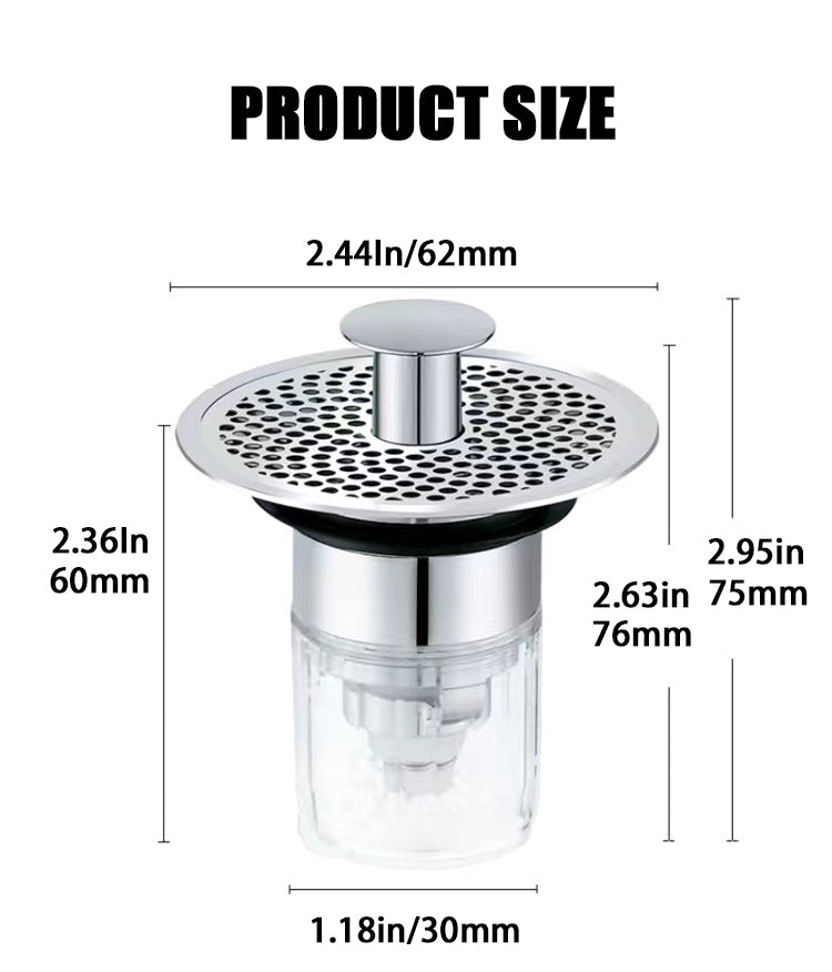 SELLO Universal-Waschbeckenstöpsel für 34–37 mm große Waschbecken, Pop-Up-Abflussfilter, Badezimmer-Konverter, Abflusssieb mit Korb für Haarfänger