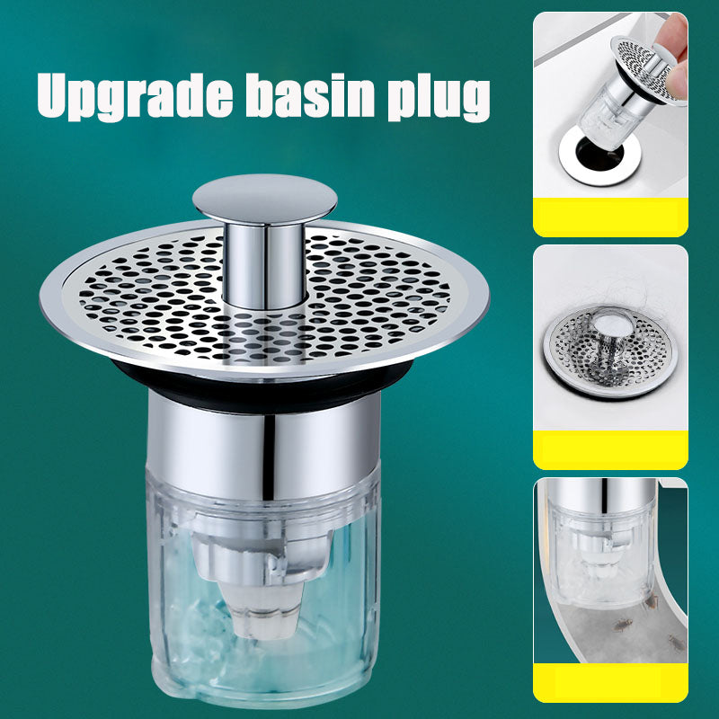 SELLO Universal-Waschbeckenstöpsel für 34–37 mm große Waschbecken, Pop-Up-Abflussfilter, Badezimmer-Konverter, Abflusssieb mit Korb für Haarfänger