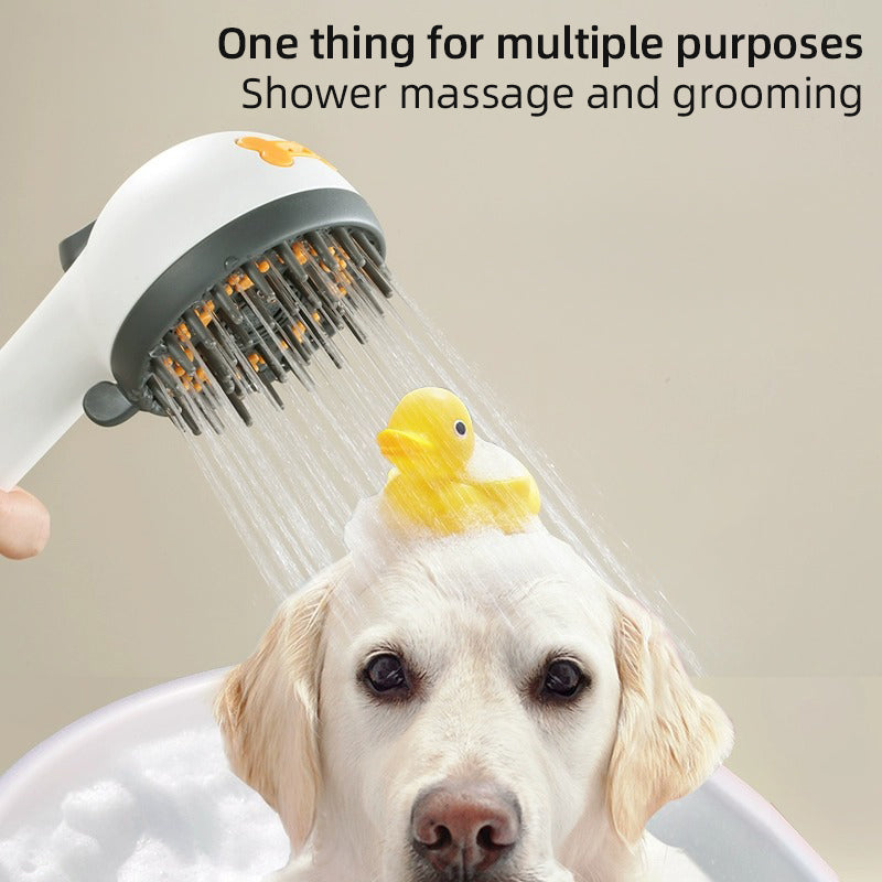 Dog Shower Attachment, Sprayer, Grooming and Scrubber in One for Washing, Deshedding, Massage, Indoor/Outdoor Pet Bath Brush, Dog Bath Supplies, Stainless Steel Shower Hose