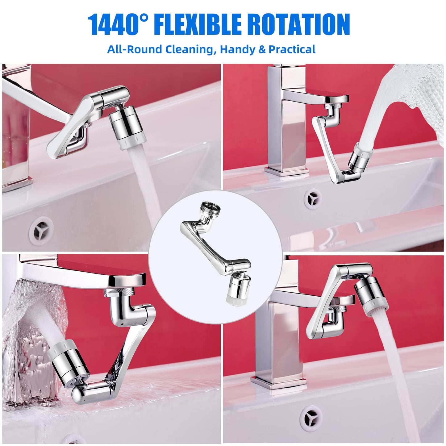 Concentric Bridge Style Universal Faucet Extender Anti-Splash Spout Can Rotate 1080°