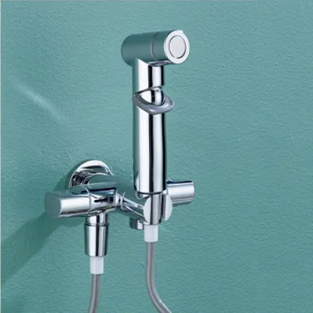 Cross Style Brass Material One In and Two Out Pressurized Toilet Spray Gun