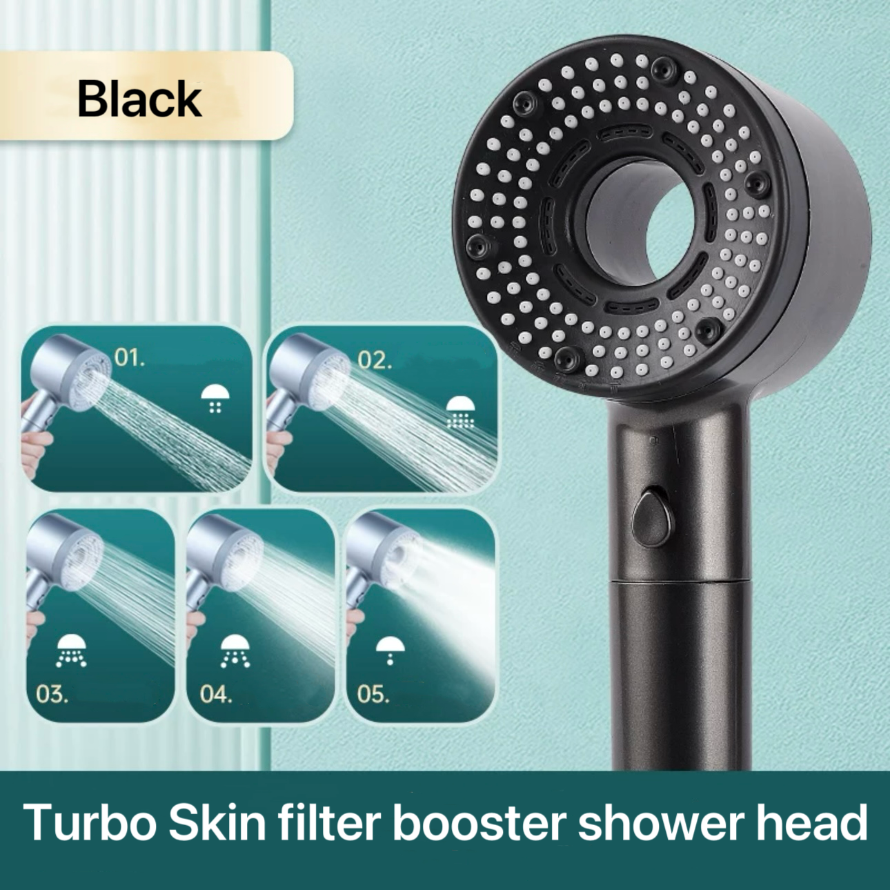 Double Powerful Supercharged Five-Speed Shower Head Water Purification Filter Hand Spray