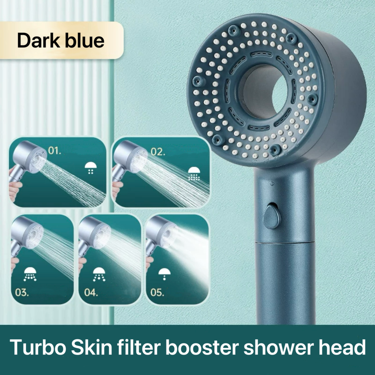 Double Powerful Supercharged Five-Speed Shower Head Water Purification Filter Hand Spray