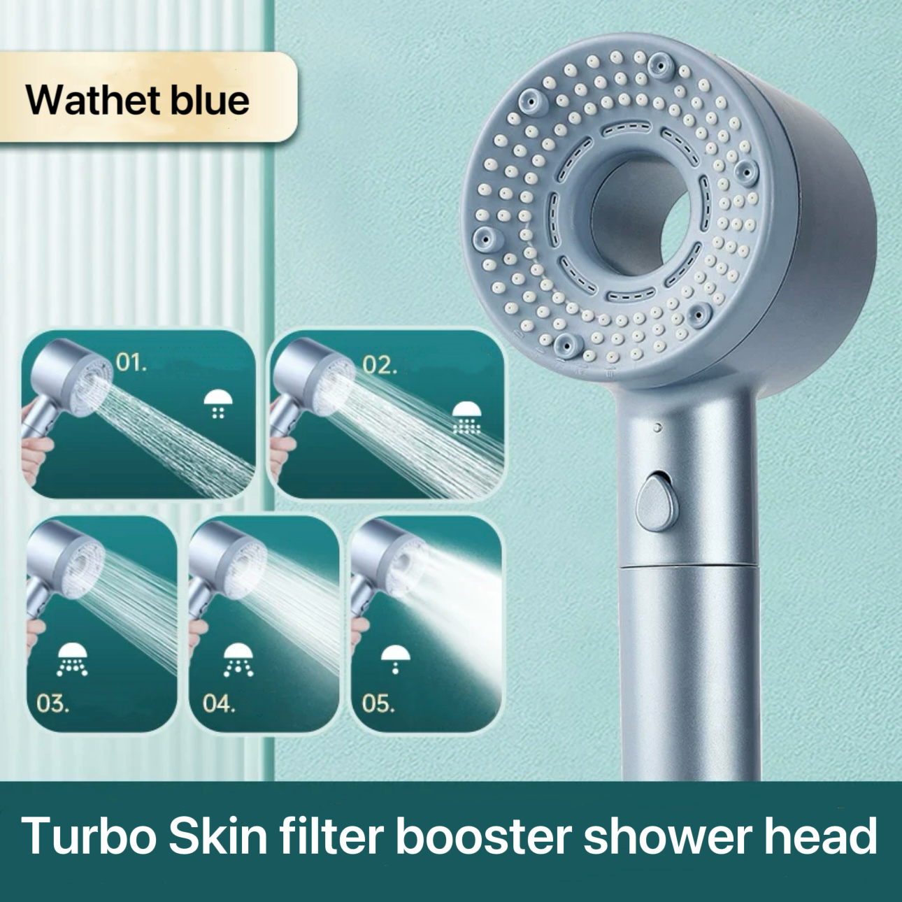 Double Powerful Supercharged Five-Speed Shower Head Water Purification Filter Hand Spray