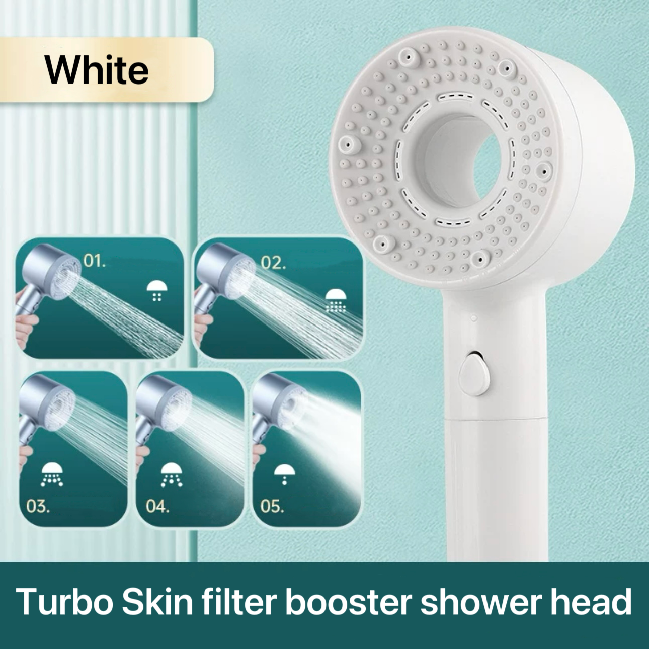 Double Powerful Supercharged Five-Speed Shower Head Water Purification Filter Hand Spray