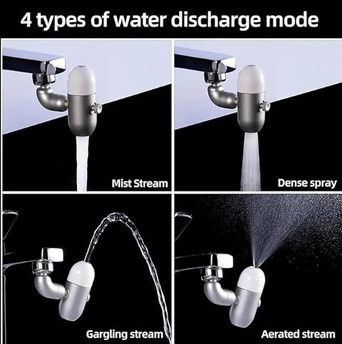 Faucet Extender 4 Mode Filtration Splash Rotary Faucet Aerator Bathroom Sink Sprinkler with Spray Accessories Robotic Arm Rotatable Extended Faucet Facial Wash Rinse