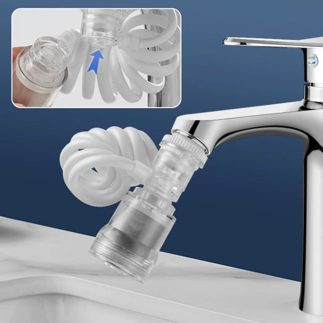 Faucet Extension Filter can be Rotated to Extend the Pull-Out Spout