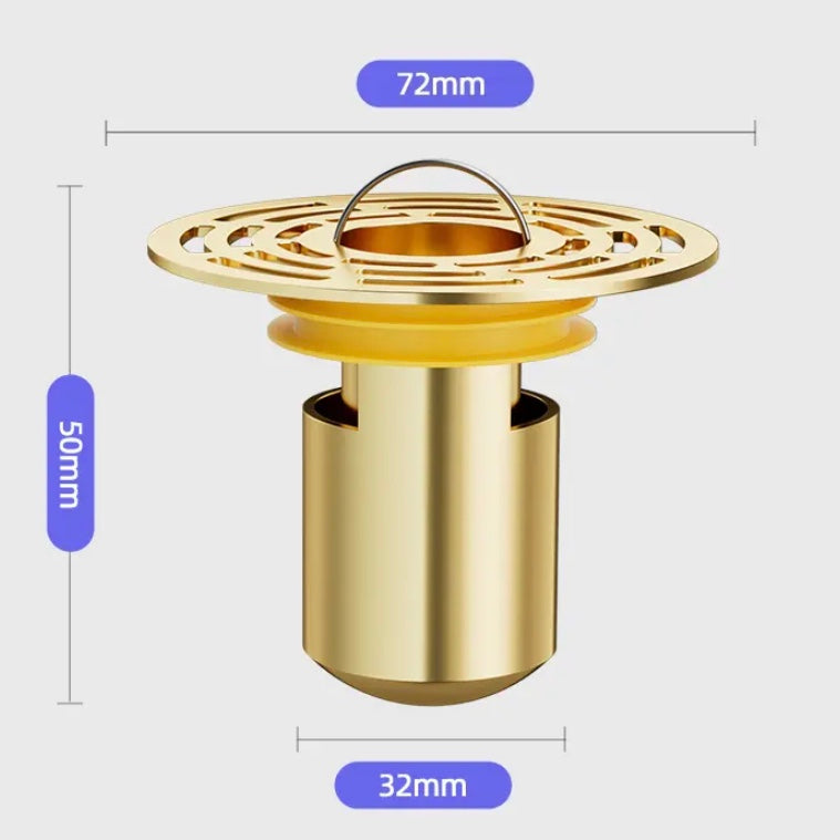 Copper Floor Drain Deodorizing Inner Core Bathroom Insect-proof Sewer Pipe Filter Anti-blocking Artifact Closed Cover