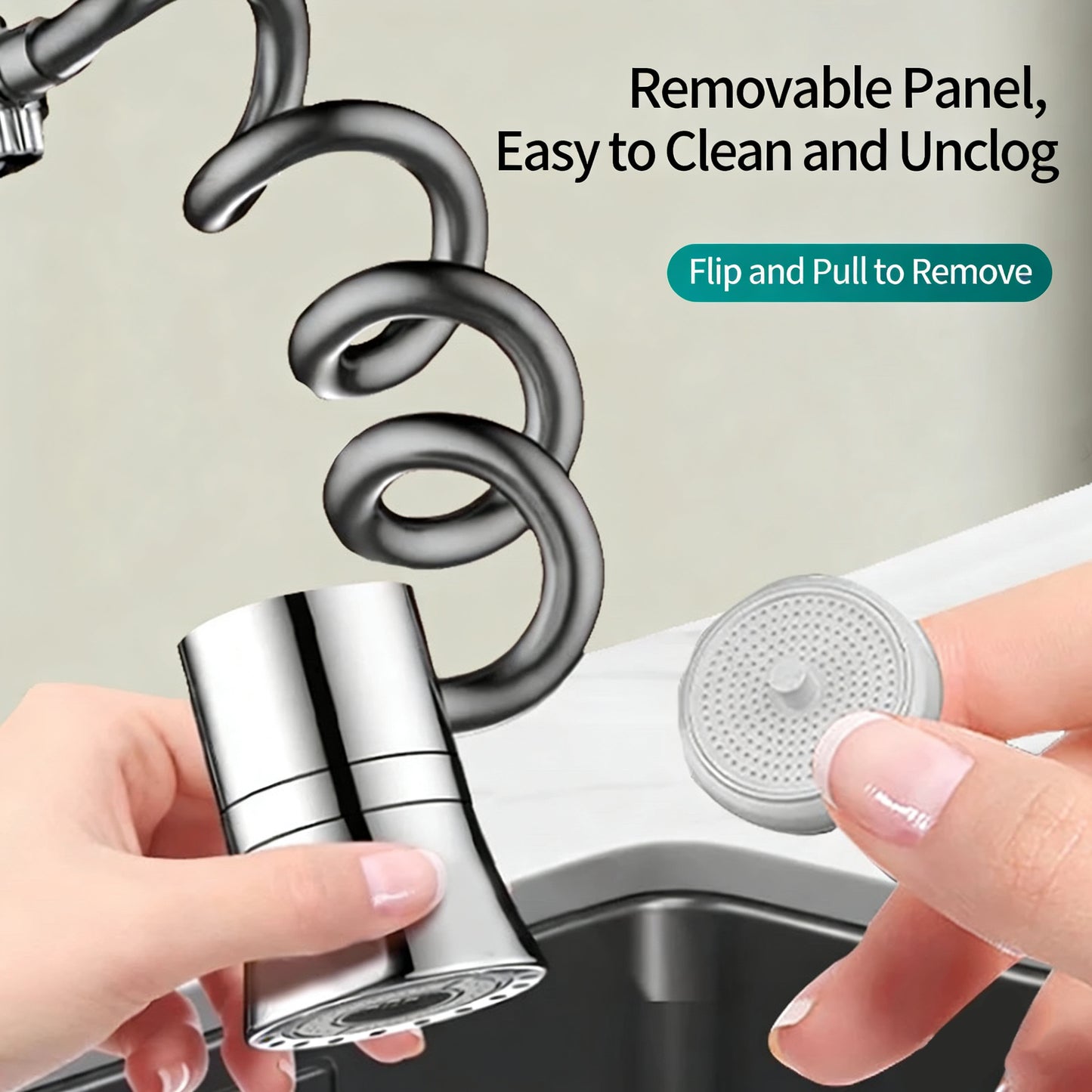 Retractable Pull-Out Magnetic Faucet Extender - Anti-Clog Backwash Nozzle Adapter