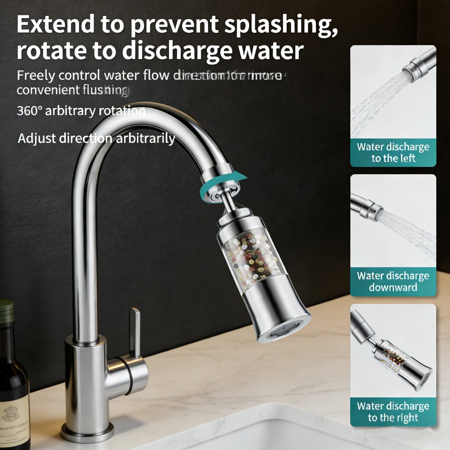 Sello Faucet Filter - 360 Rotate Anti-Splash Hot Cold Water Universal