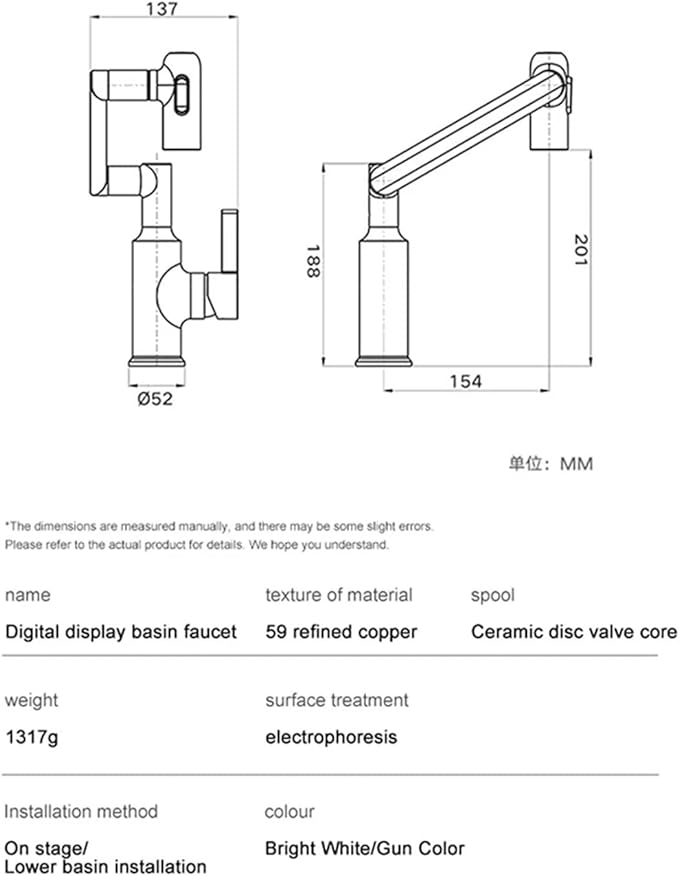 Basin Faucet Digital Display LED Basin Faucet, 360 Rotation Multi-Function Stream Sprayer Hot Cold Water Sink Mixer Wash Tap