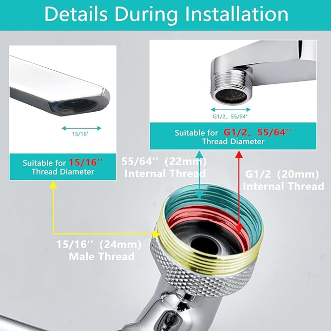 Concentric Bridge Style Universal Faucet Extender Anti-Splash Spout Can Rotate 1080°