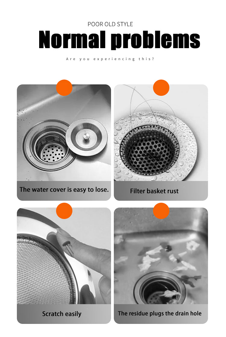 Kitchen Sink Drain Assembly with Strainer Basket/Drain Stopper, Sink Drain Kit Durable and Rustproof