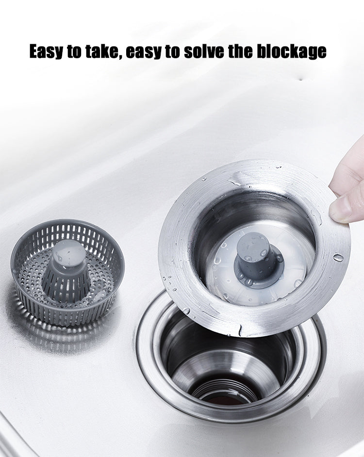 Kitchen Sink Drain Assembly with Strainer Basket/Drain Stopper, Sink Drain Kit Durable and Rustproof