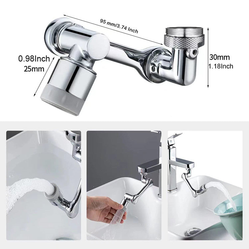 Faucet Extender, Angle Rotating Anti-Splash Water Filter Faucet Aerator, Universal 1080° Rotating Robot Arm Rotating Faucet Extension