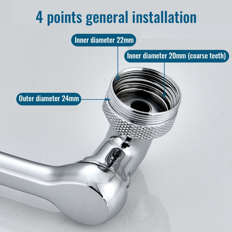 Faucet Extender, Angle Rotating Anti-Splash Water Filter Faucet Aerator, Universal 1080° Rotating Robot Arm Rotating Faucet Extension