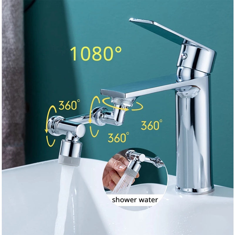 Faucet Extender, Angle Rotating Anti-Splash Water Filter Faucet Aerator, Universal 1080° Rotating Robot Arm Rotating Faucet Extension