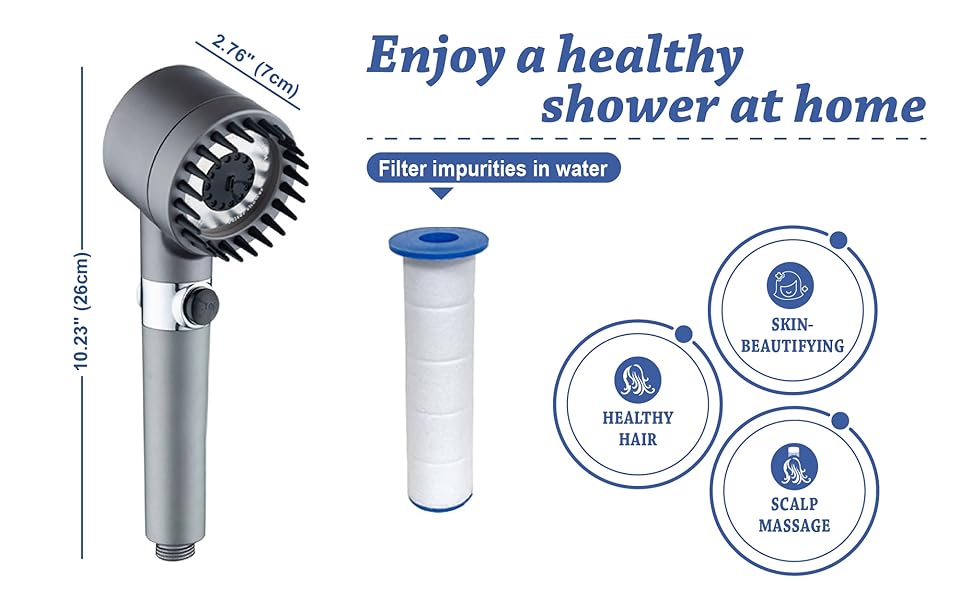 High Pressure 3-mode Shower Head Combo, Shower Head with Handheld,Massage Scalp,With Filter Component to Filter and Adsorb Impurities